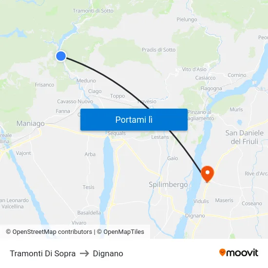 Tramonti Di Sopra to Dignano map