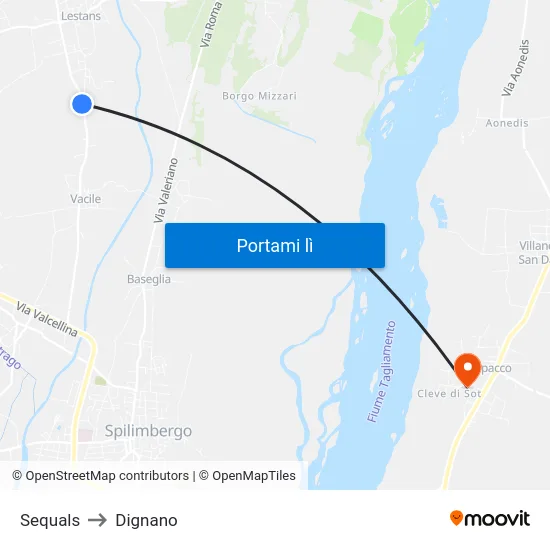 Sequals to Dignano map