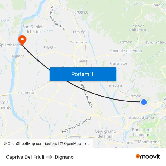 Capriva Del Friuli to Dignano map