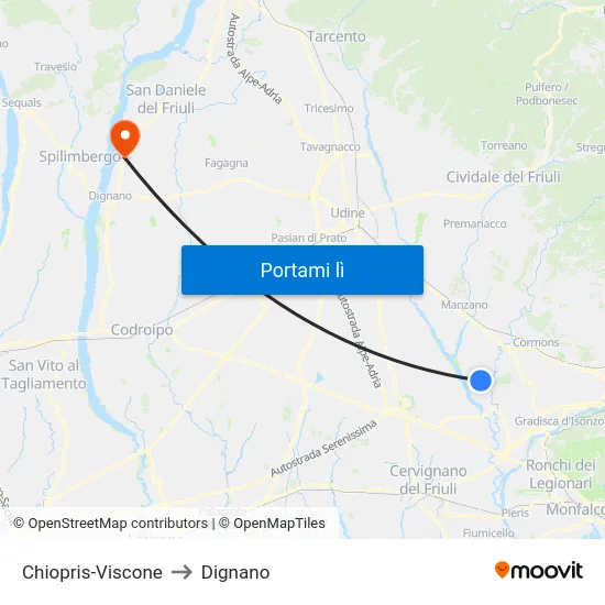 Chiopris-Viscone to Dignano map