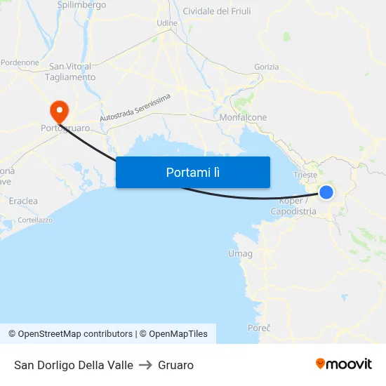 San Dorligo Della Valle to Gruaro map