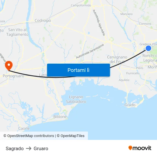 Sagrado to Gruaro map