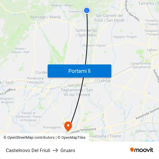 Castelnovo Del Friuli to Gruaro map