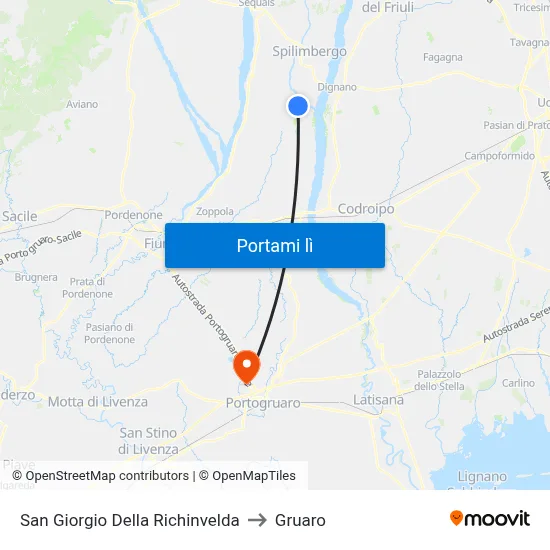 San Giorgio Della Richinvelda to Gruaro map