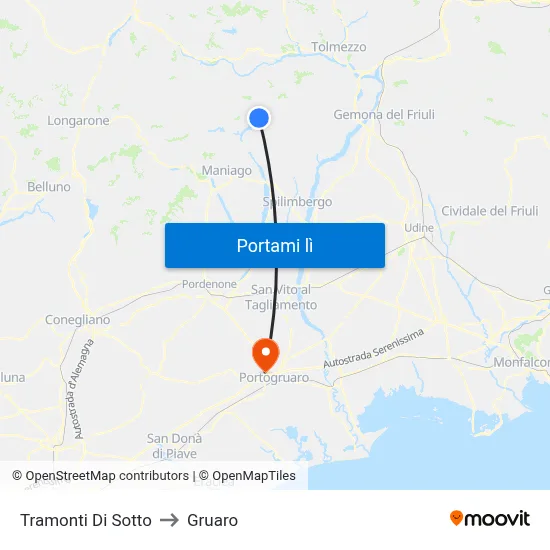 Tramonti Di Sotto to Gruaro map