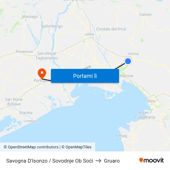 Savogna D'Isonzo / Sovodnje Ob Soči to Gruaro map