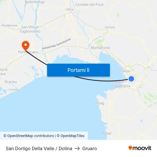 San Dorligo Della Valle / Dolina to Gruaro map