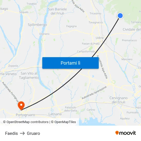 Faedis to Gruaro map