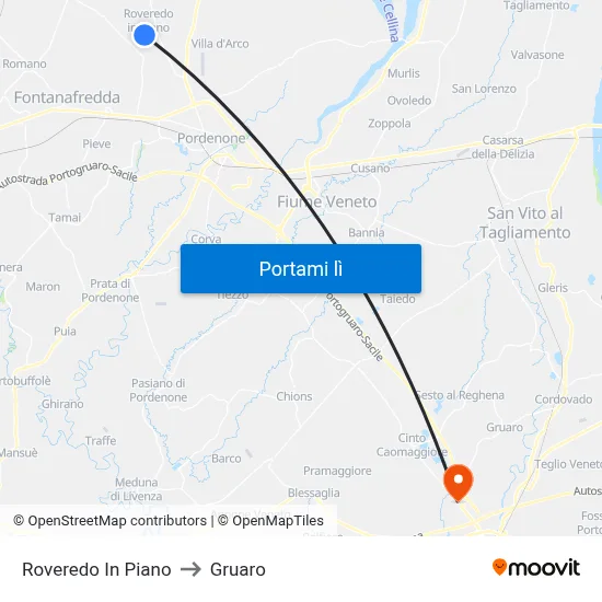 Roveredo In Piano to Gruaro map