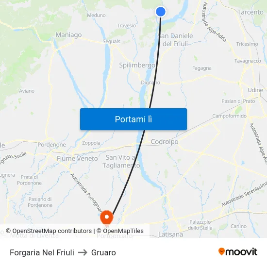 Forgaria Nel Friuli to Gruaro map