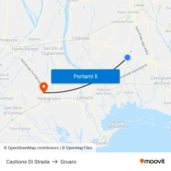 Castions Di Strada to Gruaro map