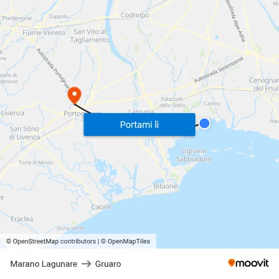 Marano Lagunare to Gruaro map