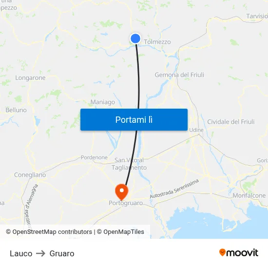Lauco to Gruaro map