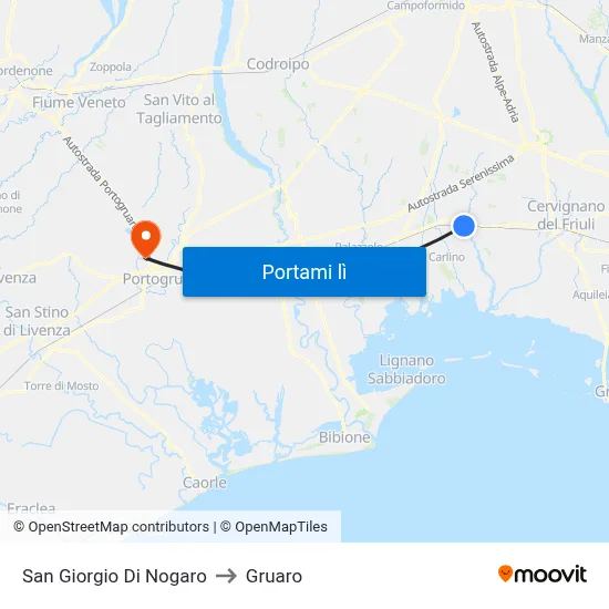 San Giorgio Di Nogaro to Gruaro map