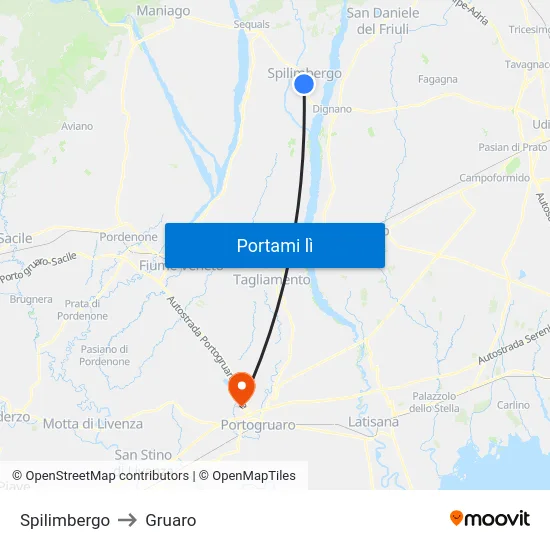 Spilimbergo to Gruaro map
