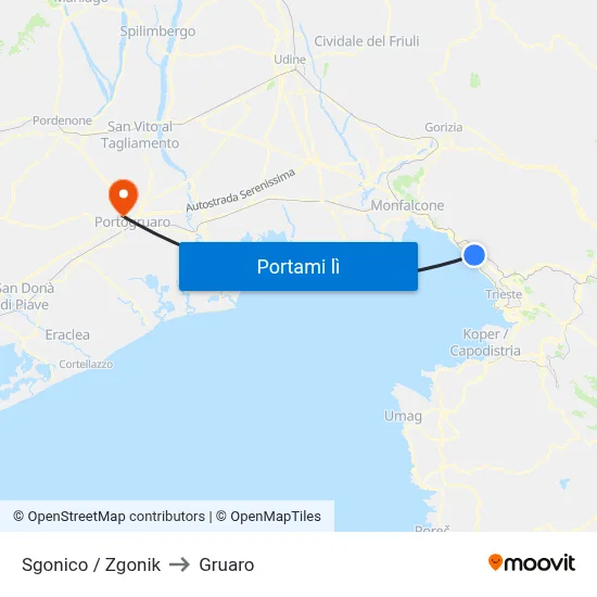 Sgonico / Zgonik to Gruaro map