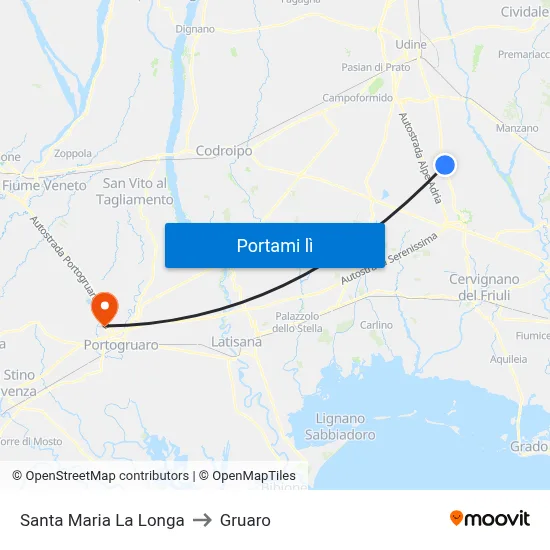 Santa Maria La Longa to Gruaro map