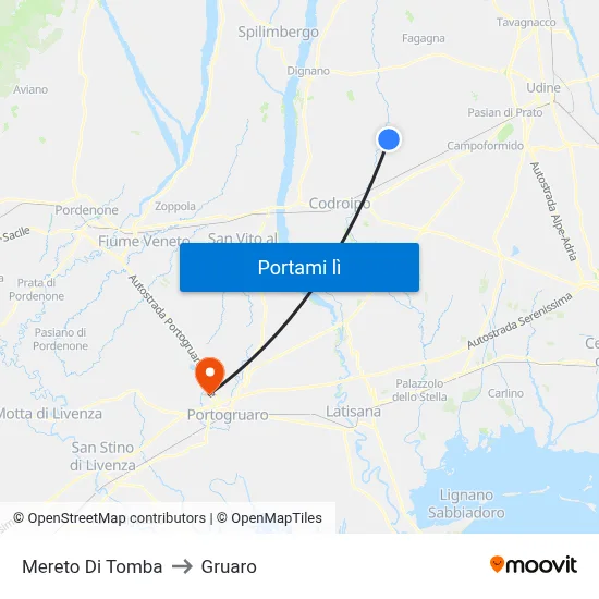 Mereto Di Tomba to Gruaro map