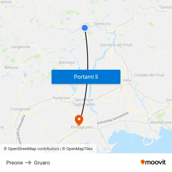 Preone to Gruaro map