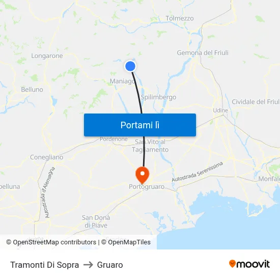 Tramonti Di Sopra to Gruaro map