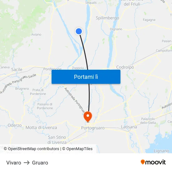 Vivaro to Gruaro map