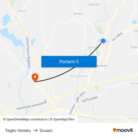Teglio Veneto to Gruaro map