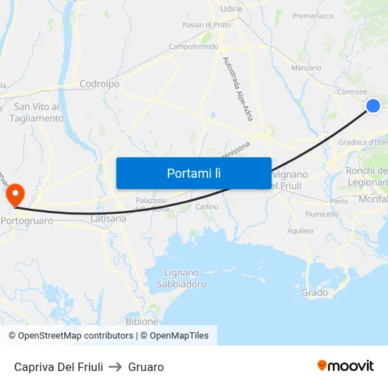 Capriva Del Friuli to Gruaro map