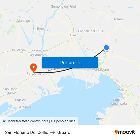 San Floriano Del Collio to Gruaro map