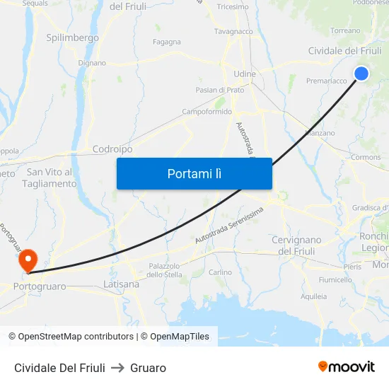 Cividale Del Friuli to Gruaro map