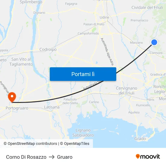 Corno Di Rosazzo to Gruaro map