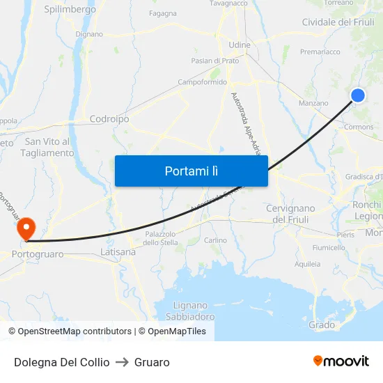 Dolegna Del Collio to Gruaro map