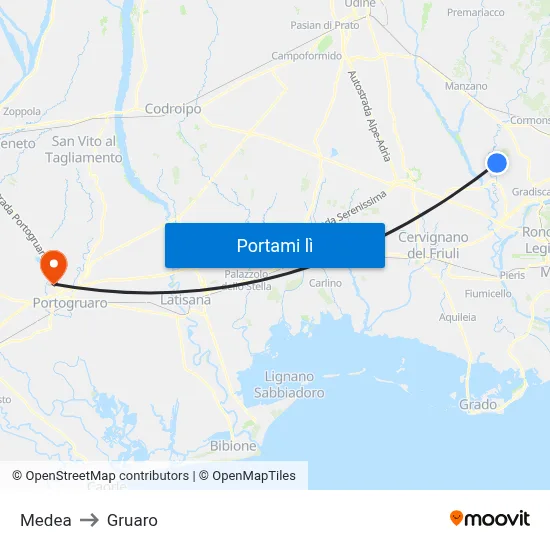 Medea to Gruaro map