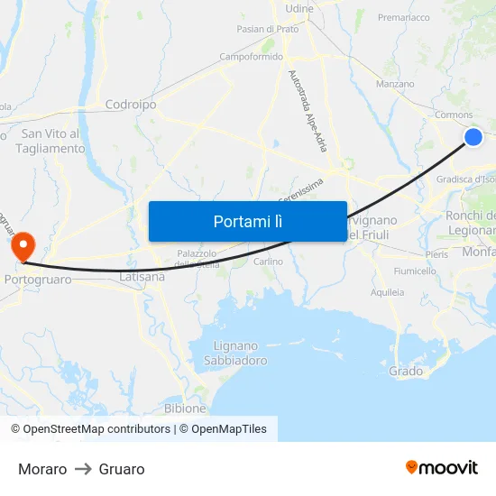 Moraro to Gruaro map