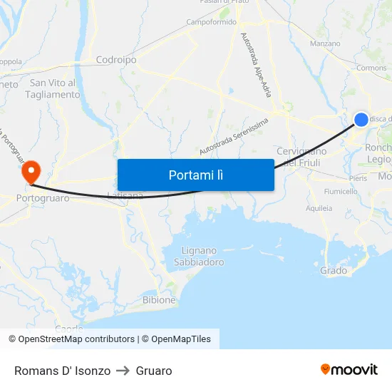 Romans D' Isonzo to Gruaro map