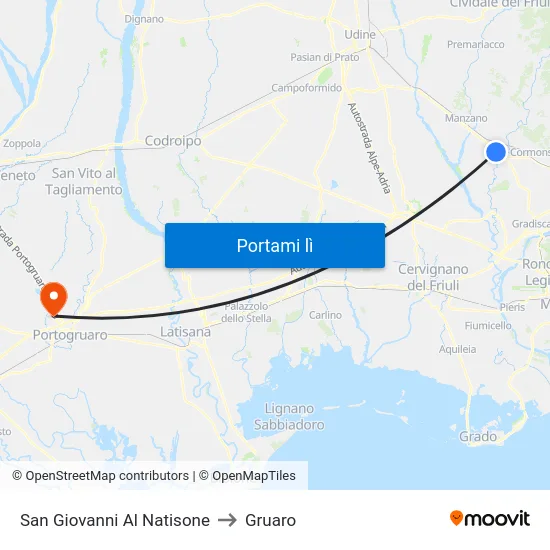San Giovanni Al Natisone to Gruaro map