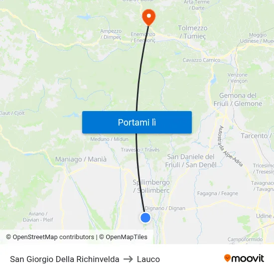 San Giorgio Della Richinvelda to Lauco map