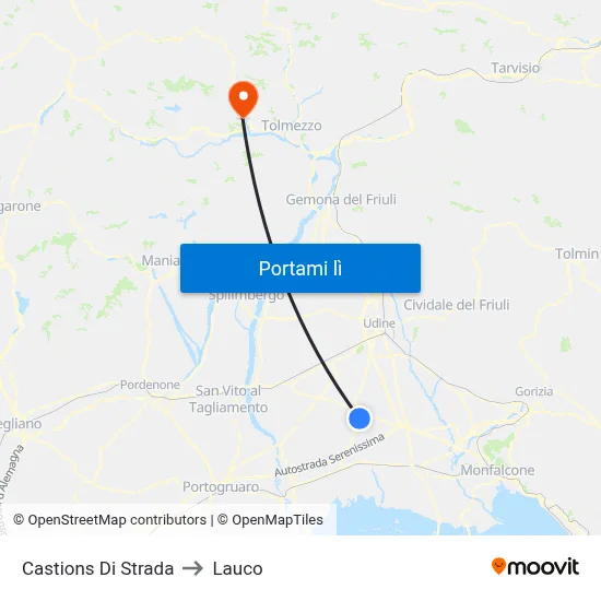 Castions Di Strada to Lauco map