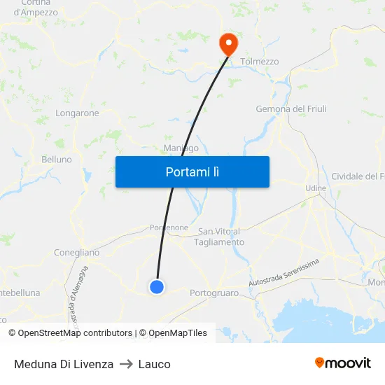 Meduna Di Livenza to Lauco map