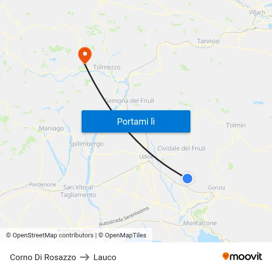 Corno Di Rosazzo to Lauco map