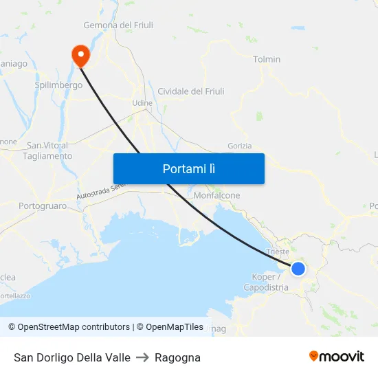 San Dorligo Della Valle to Ragogna map
