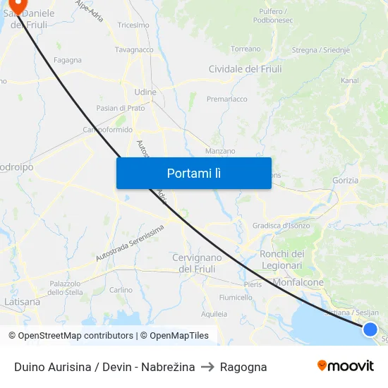 Duino Aurisina / Devin - Nabrežina to Ragogna map