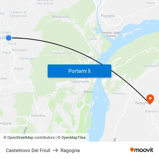 Castelnovo Del Friuli to Ragogna map