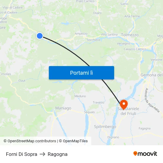 Forni Di Sopra to Ragogna map