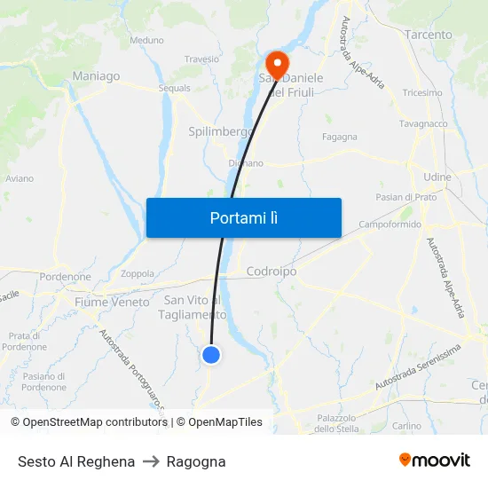 Sesto Al Reghena to Ragogna map
