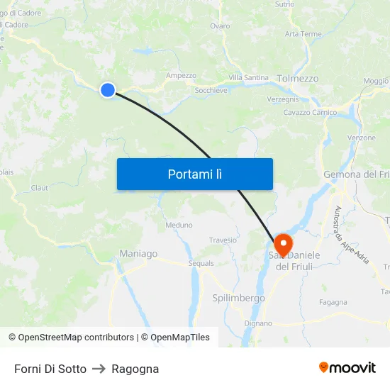 Forni Di Sotto to Ragogna map