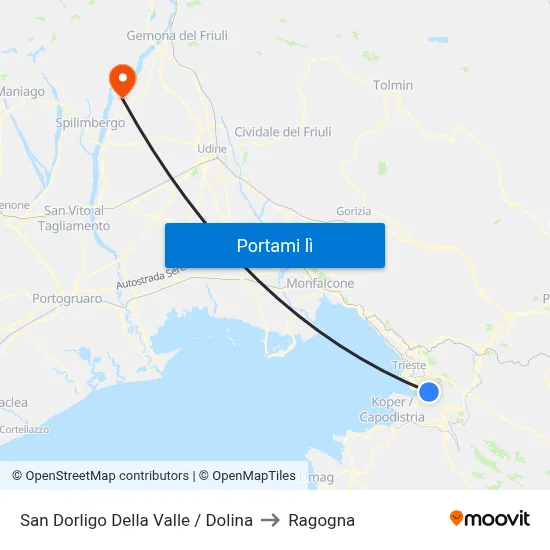 San Dorligo Della Valle / Dolina to Ragogna map