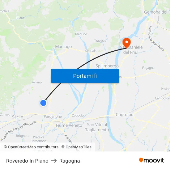 Roveredo In Piano to Ragogna map