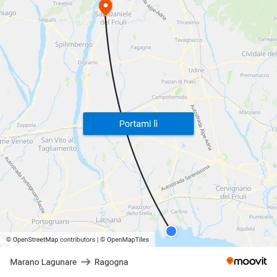 Marano Lagunare to Ragogna map