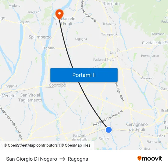 San Giorgio Di Nogaro to Ragogna map