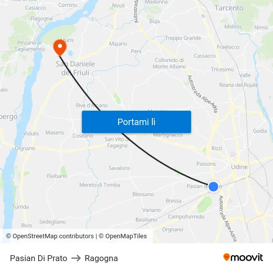 Pasian Di Prato to Ragogna map